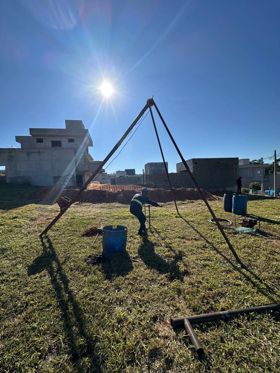 Sondagem SPT em execução